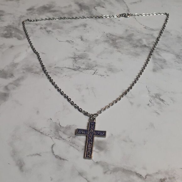 Blue Cross Necklace - Picture 2 of 10